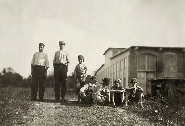 HINE: CHILD LABOR, 1912. A group of young doffers at the Liberty Cotton Mill in Clayton