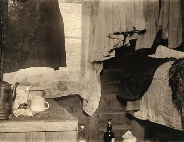 HINE: FARMERs ROOM, 1910. Interior of a room shared by three migrant farmers near Pemberton