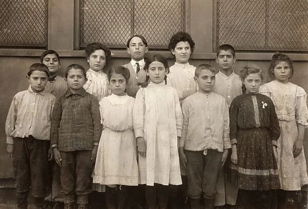 HINE: IMMIGRANT CHILDREN. A group of immigrant children at the Washington School in Boston