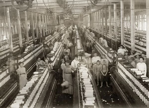 HINE: TEXTILE MILL, 1911. Interior of the Magnolia Cotton Mill spinning room in Magnolia
