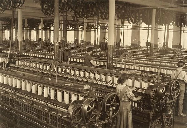HINE: TEXTILE MILL, 1912. The spinning room at the Flint Cotton Mill in Fall River, Massachusetts