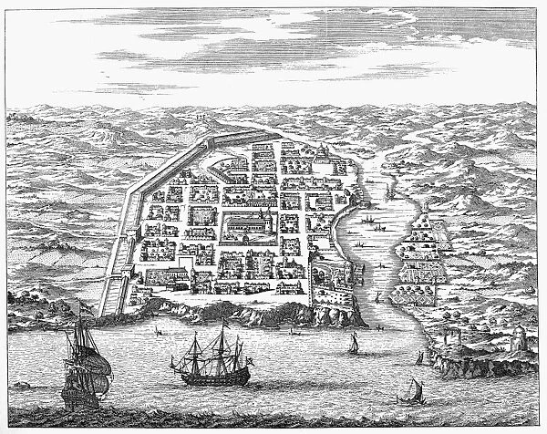 HISPANIOLA: SANTO DOMINGO. View of the city of Santo Domingo. Line engraving, 1673