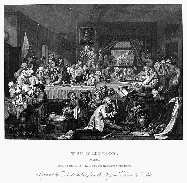 HOGARTH: ELECTION. Humours of an Election Entertainment. Steel engraving, c1860, after the original by William Hogarth (1697-1764)