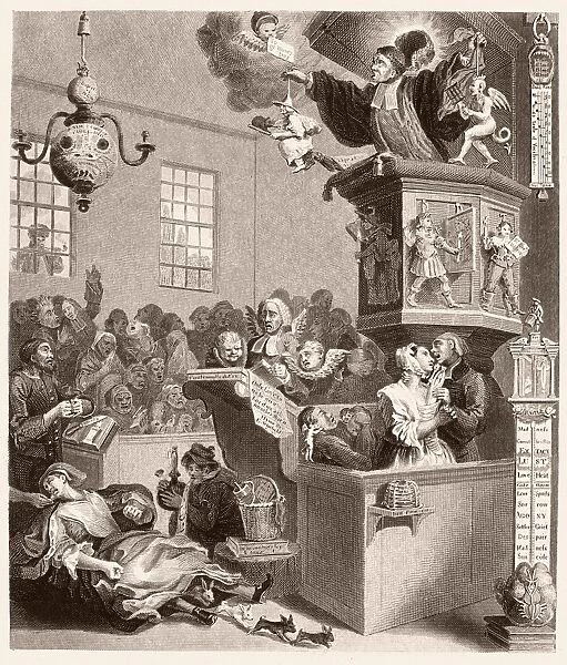 HOGARTH: METHODISM. Credulity, Superstition and Fanaticism. A satire on Methodism. Line engraving after the original by William Hogarth