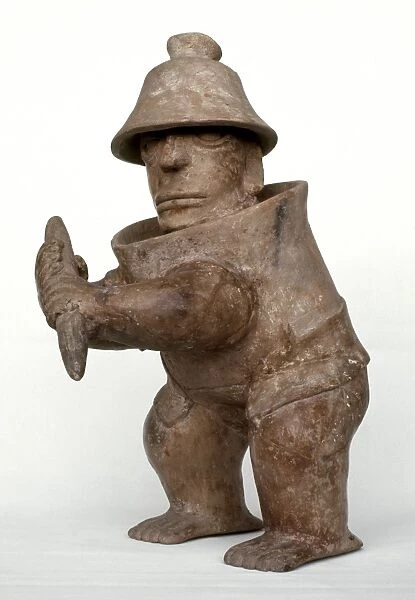 Hollow clay figure of a ball player. From Colima, Mexico, 100-300 A. D