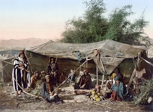 HOLY LAND: BEDOUIN CAMP. A Bedouin camp in the Holy Land. Photochrome, c1895