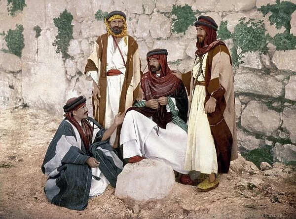 HOLY LAND: BEDOUINS, c1895. A group of Bedouins in the Holy Land. Photochrome, c1895