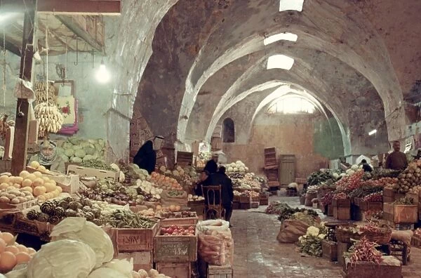 HOLY LAND: JERUSALEM. The Old City. Fruit Market in Bazaar. Photographed c1970