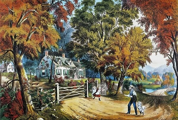 HOME SWEET HOME, 1869. Lithograph by Currier & Ives, 1869