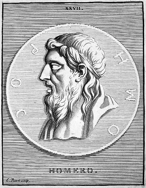 HOMER (fl. 850 B. C. ). Greek poet. Copper engraving, 18th century