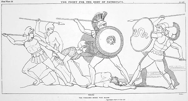 HOMER: THE ILIAD. The fight for the body of Patroclus. Line engraving, 1793, by Thomas Piroli after John Flaxman