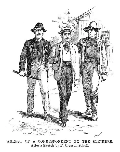 HOMESTEAD STRIKE, 1892. Arrest of a correspondent by the strikers during the