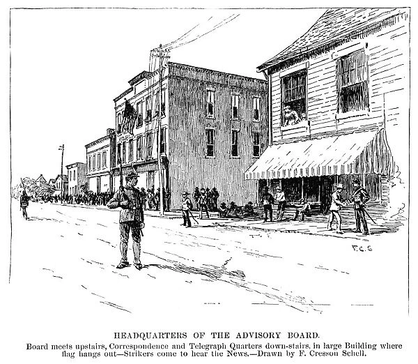 HOMESTEAD STRIKE, 1892. Headquarters of the Advisory Board, where strikers gather to hear news