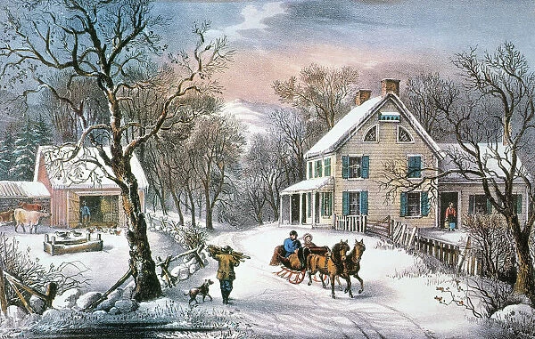 HOMESTEAD WINTER, 1868. Lithograph, 1868, by Currier & Ives