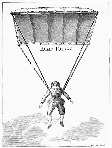 Homo Volans (Flying Man) parachute invented by Fausto Veranzio (1551-1617), a Dalmatian philosopher, historian and inventor