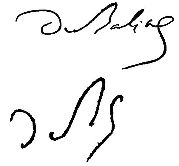 HONORE de BALZAC (1799-1850). French writer. Full and initialed autograph signatures