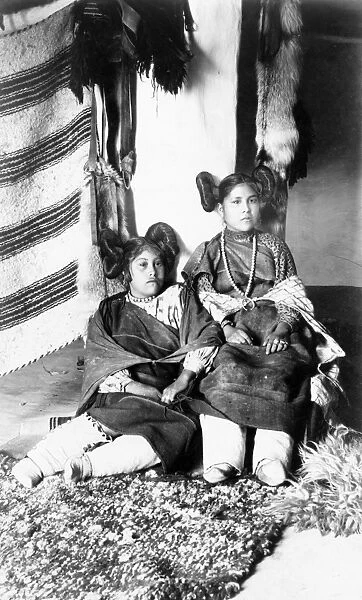 HOPI WOMEN, c1898. Hopi women Mashi-honka-shi and her friend at home in Arizona
