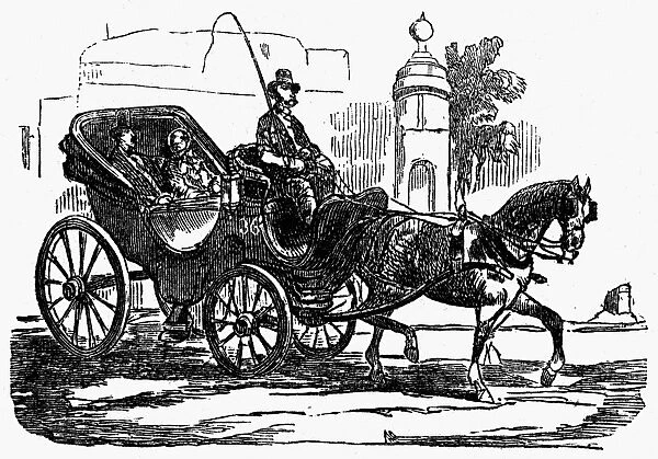HORSE CARRIAGE, 1853. Wood engraving, English, 1853
