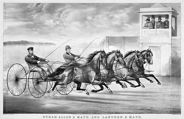 HORSE RACING, 1859. Ethan Allen & Mate and Lantern & Mate. Harness horse race in Long Island