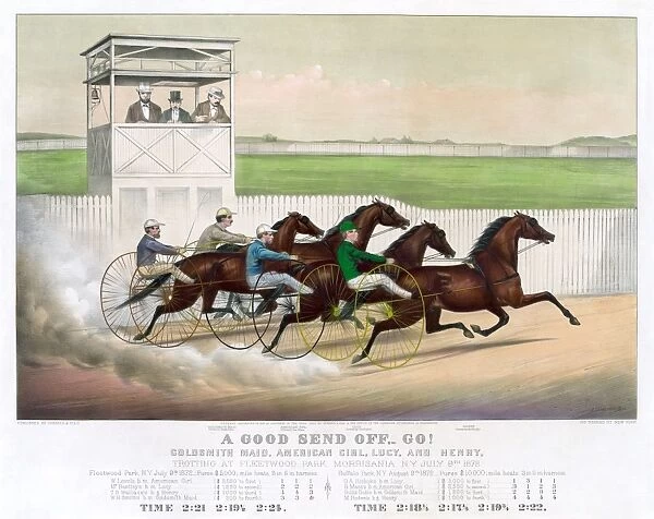 HORSE RACING, c1872. A Good Send Off, - Go! Horse harness race in Fleetwood Park