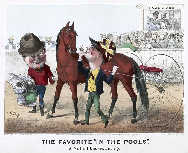 HORSE RACING, c1876. The favorite in the pools: A mutual understanding