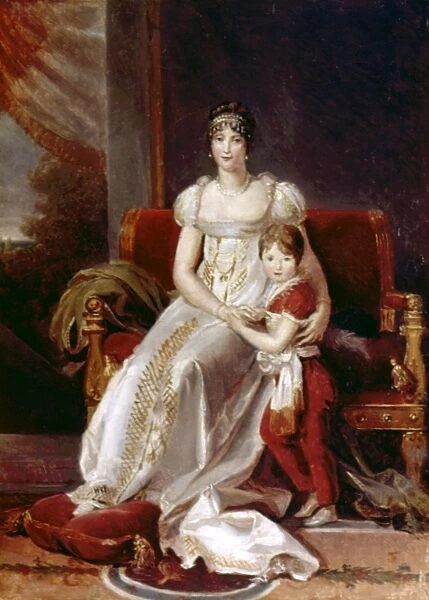 HORTENSE de BEAUHARNAIS (1783-1837). Queen of Holland, 1806-1810. With her son