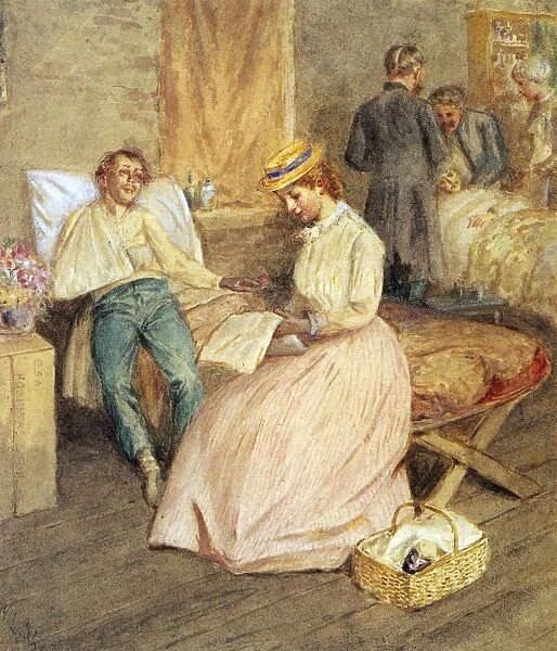 In the Hospital, 1861. Watercolor on paper, c1861, by William Ludwell Sheppard