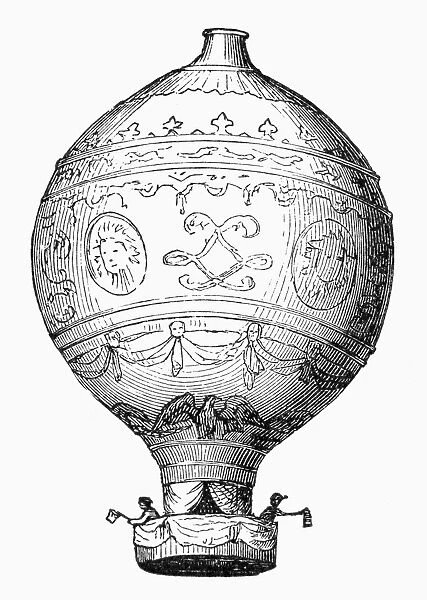 Hot-air balloon constructed by the Montgolfier brothers of paper and silk
