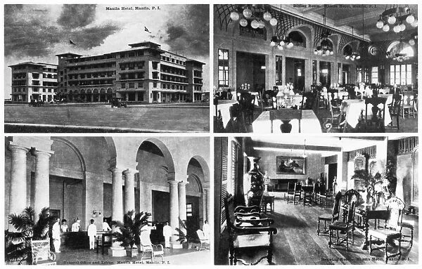 HOTEL MANILA, MANILA. Four postcards, c1920, of Hotel Manila, a luxury hotel, built