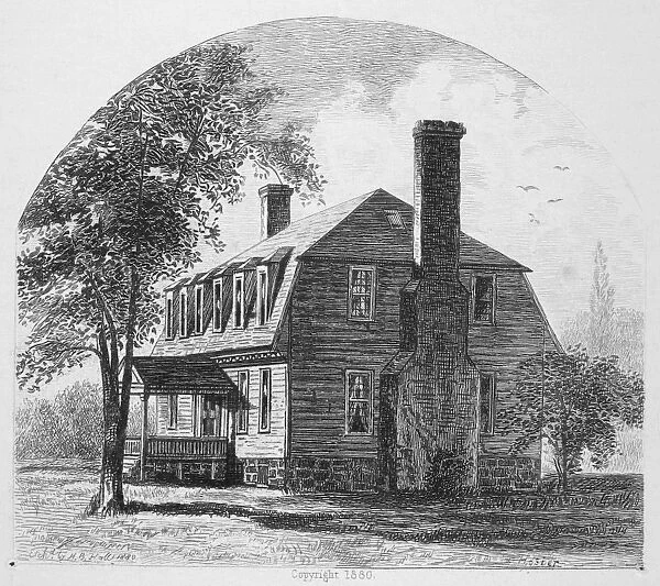The house at Yorktown where British General Charles Cornwallis surrendered on 19 Ocotober 1781. Wood engraving, 19th century