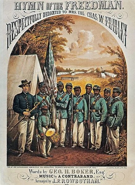 HYMN OF THE FREEDMAN. American lithograph song sheet cover published during the Civil War