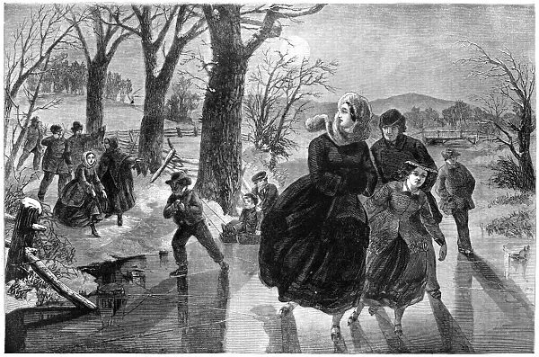 ICE SKATING, 1862. Ice skating season. Engraving, 1862