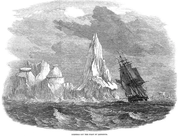 ICEBERGS. Wood engraving, English, 1849