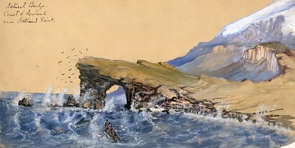 ICELAND, 1862. View of a natural land bridge near Portland Point in Iceland