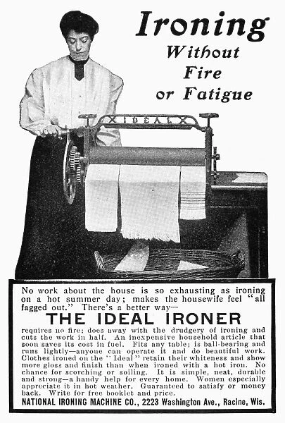 IDEAL IRONER, 1905. American magazine advertisement, 1905