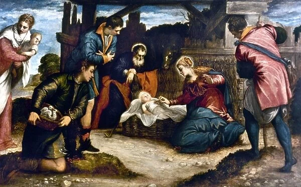 Il Tintoretto: Nativity. Oil, 1610