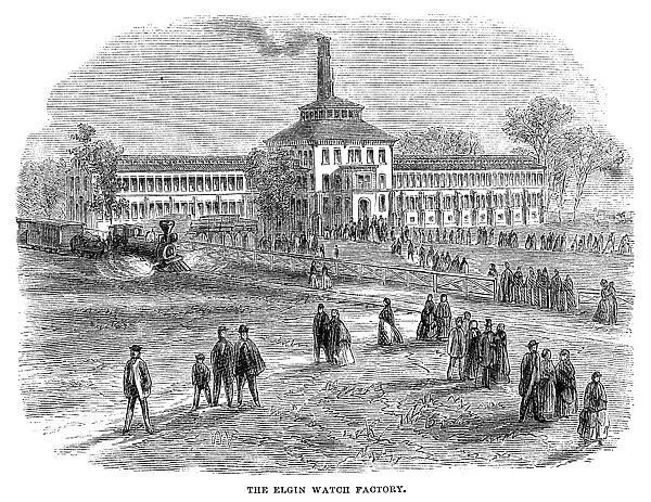 ILLINOIS: FACTORY, 1869. The Elgin National Watch Company factory in Elgin, Illinois