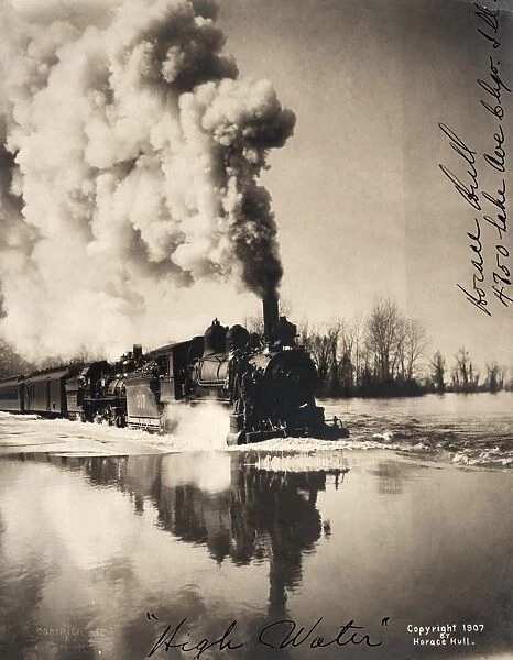 ILLINOIS: FLOOD, c1907. Flooding along the railroad tracks in Illinois. Photograph