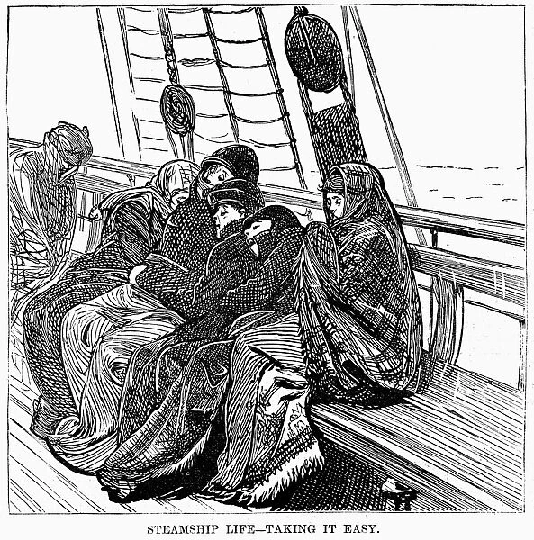 IMMIGRANT SHIP, 1870. European immigrants traveling to America, sleeping on the