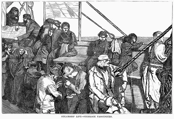 IMMIGRANT SHIP, 1870. Steamship Life - Steerage Passengers