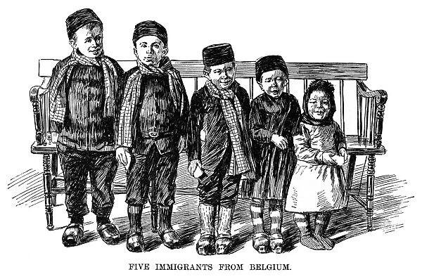IMMIGRANTS, 1891. Five immigrants from Belgium. Engraving, 1891