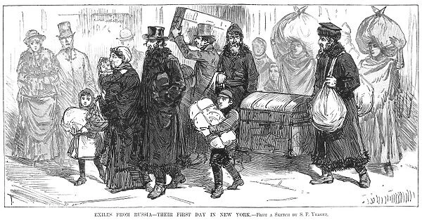 IMMIGRANTS: RUSSIAN JEWS. Wood engraving from an American newspaper of 1882