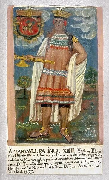 Last Inca king of Peru. Illustration from a Spanish album