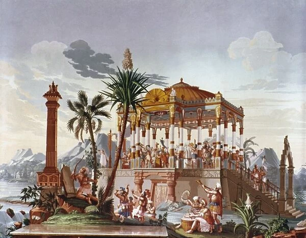 INCA NATIVE INDIANS. The Destruction of the Empire of Peru. Painting on paper after J. F. Marmontel, 1777