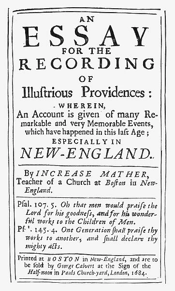 INCREASE MATHER (1639-1723). American Congretional cleric. Title-page of the 1684 Boston