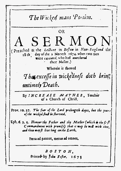 INCREASE MATHER (1639-1723). American clergyman