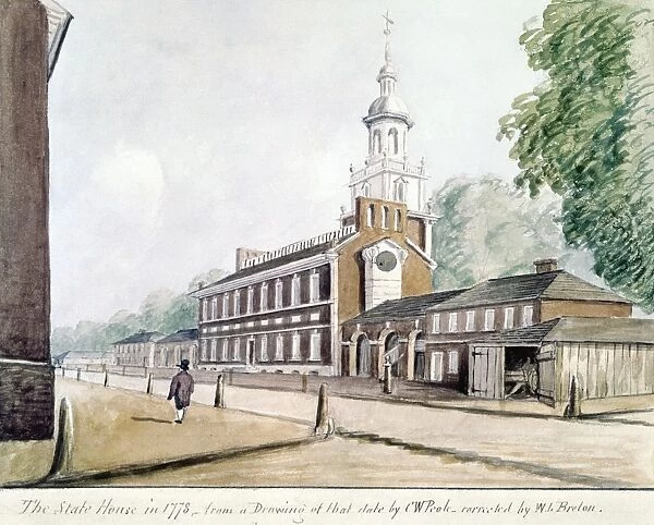 INDEPENDENCE HALL. The State House in 1778, from a drawing of that date by C. W