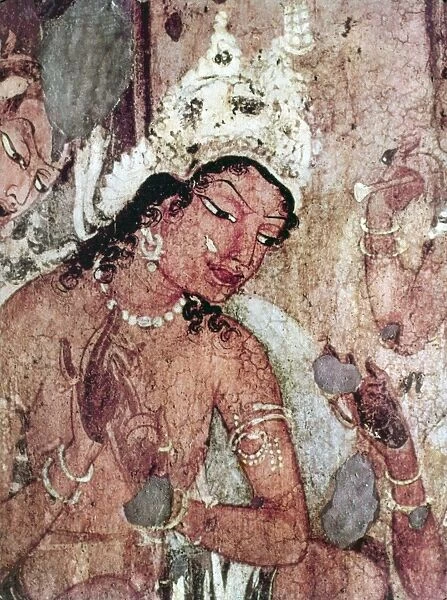 INDIA: AJANTA CAVE. Prince Mahajanaka. Detail from the Mahajanaka Jataka mural in Ajanta Cave I