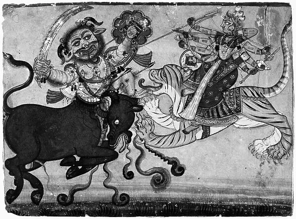 INDIA: DURGA, c1700. Mahishasura Mardini, the Goddess Durga in the role of the slayer of Mahisha