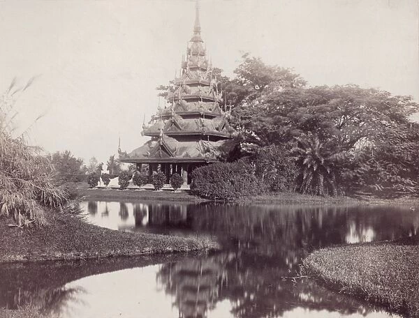 INDIA: GARDEN WITH TEMPLE. Garden with a temple and a small pond. Photographed by Samuel Bourne